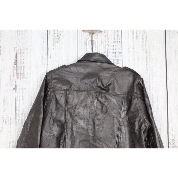 Vintage 90s Flight Path Black Stitch Pattern Motorcycle Biker Jacket Size XXL - Picture 5 of 9